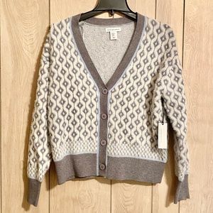 NWT Cupcakes & Cashmere Eyelash Geo Boyfriend Cardigan Sweater